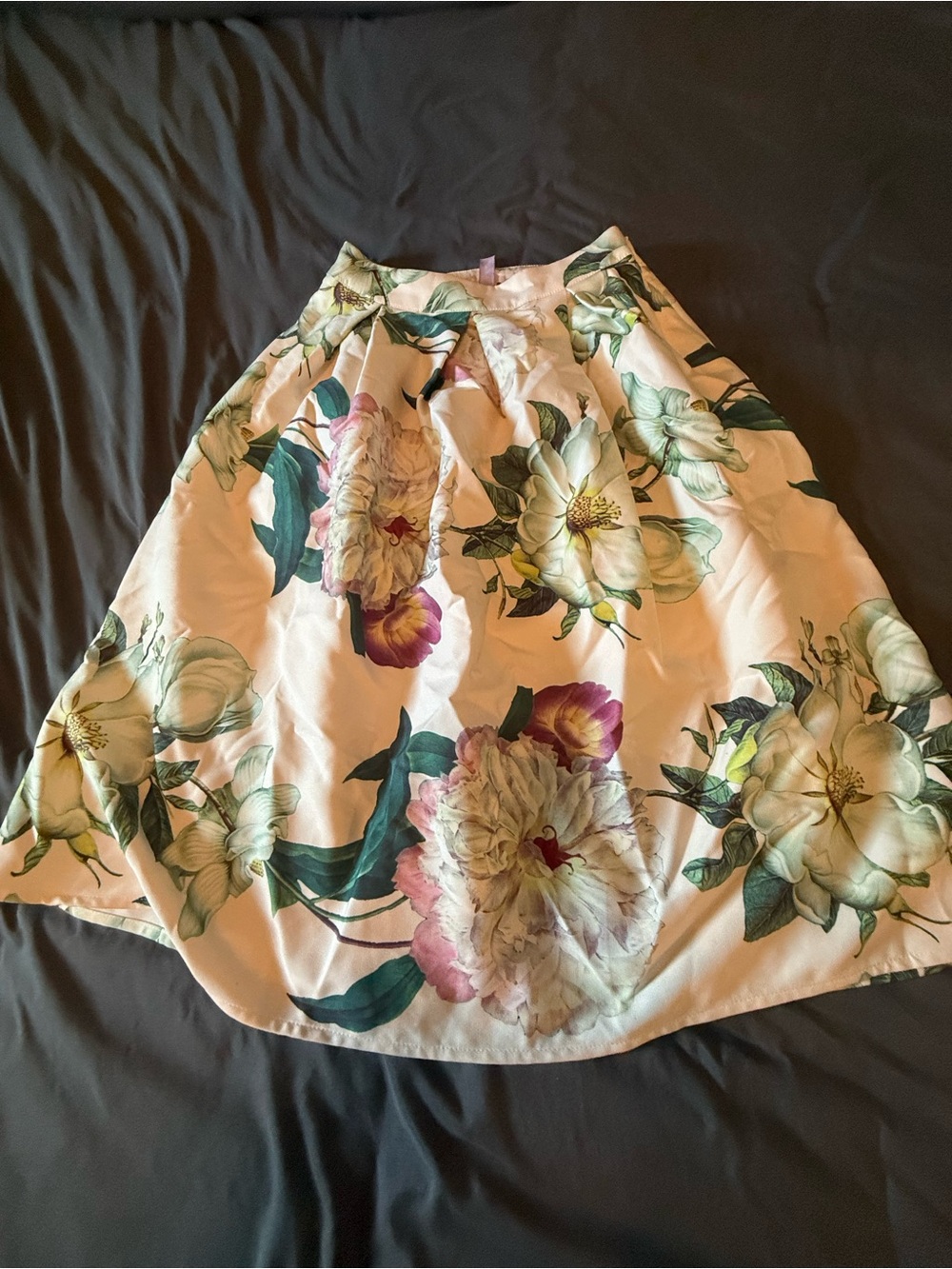 Alya Floral A-Line Skirt in Cream, Green and Pink